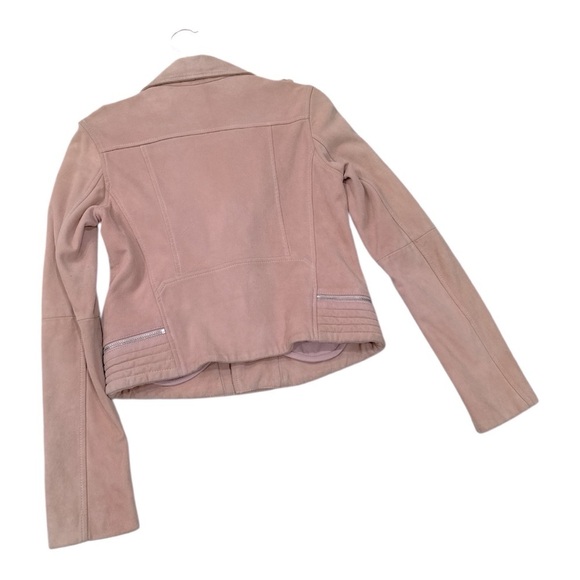 MAJE ladies Basalt Suede Biker Jacket Pale Pink  size 38 - Picture 12 of 14